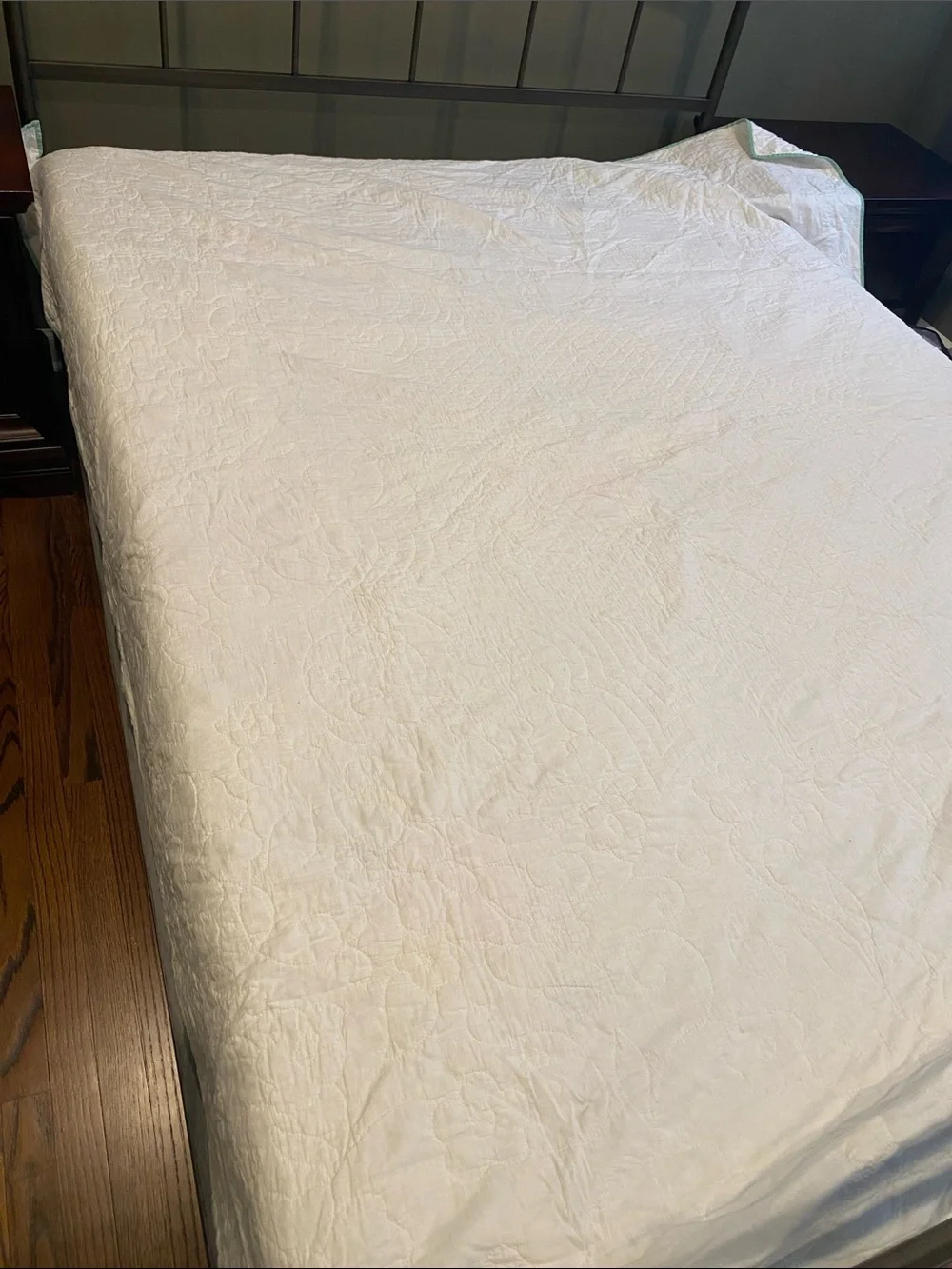 Handmade Cotton White Floral Quilt with Pastel florals appliqué